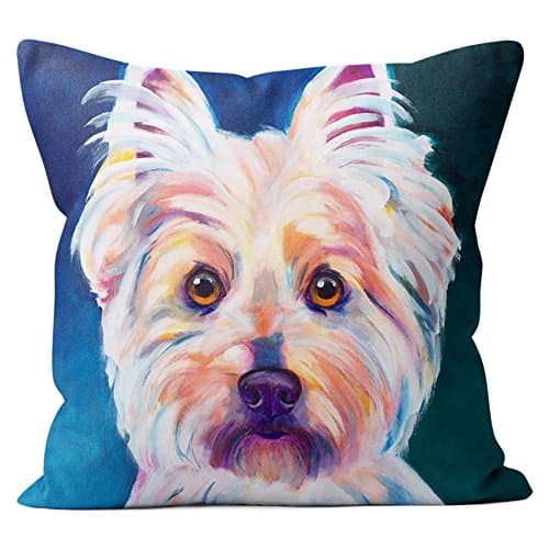 West Highland Terrier Pillow Throw Pillow Couch Cushion Decorative Accent Pillowcase Case Cover Dog Lover Gift Pet Gifts Dogs Colorful Art (18 Inch X 18 Inch Pillow Cover)