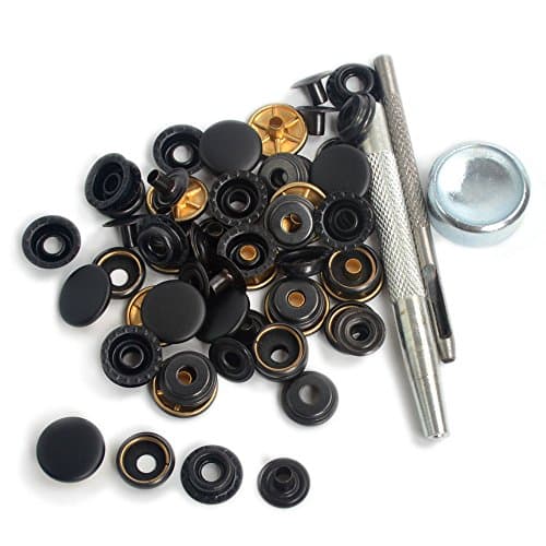 15 Sets 15mm Black Matte Snap Fasteners Press Studs Sewing Buttons with Die Punch Tools Sets Kit For Clothing , leather craft , jackets , bags