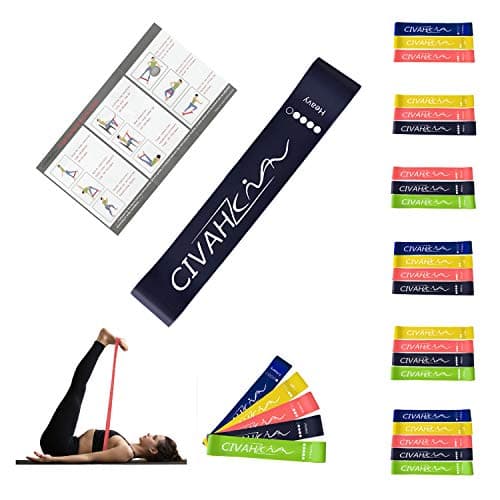 CIVAH resistance loop bands natural latex exercies band includes workout booklet for hysical therapy pilates yoga rehab sport fitness strength belt
