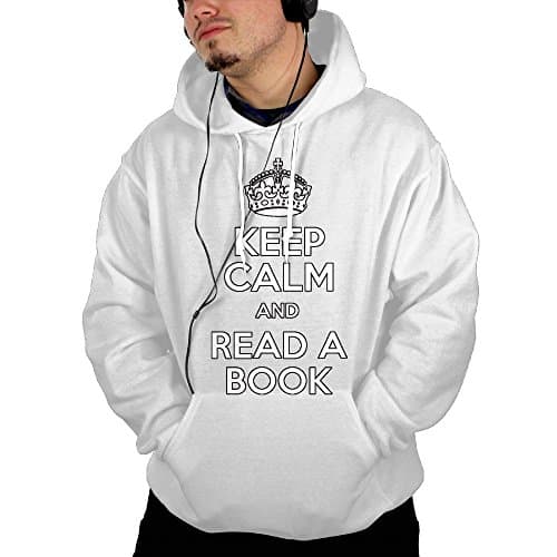 Mens Keep Calm Ad Read A Book Warm Coats With Cap &amp; Kangaroo Pocket Portable Stylish