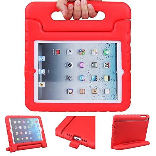 iPad Mini Case - Animov Kids Light Weight Kido Series Multi Function Convertible Handle Kickstand Kids Friendly Protective Shockproof Cover with Stand &amp; Handle for Apple iPad Mini - Red