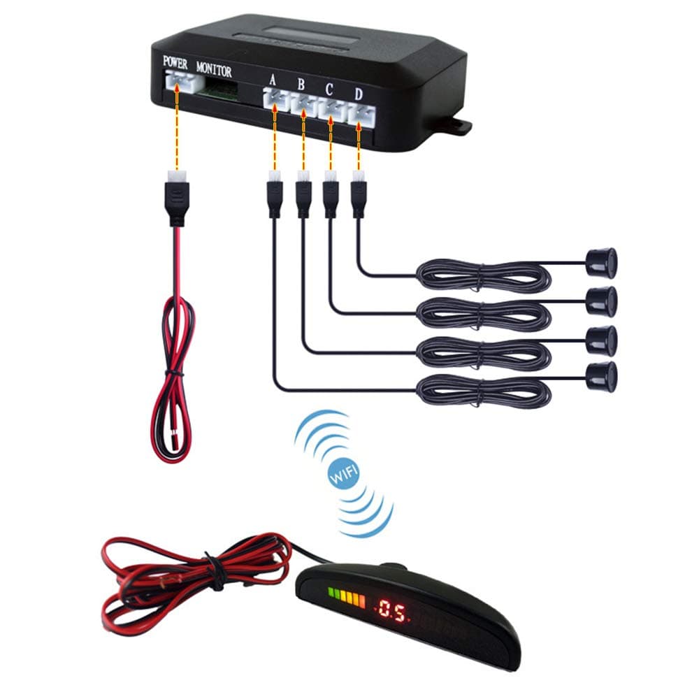 22mm parking sensor kit reverse backup radar sound alarm indication detection system 4 sensor buzzer 12V,orange