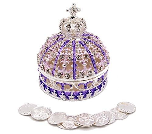 Elegant Crown Wedding Arras with 13 coins set (Silver)