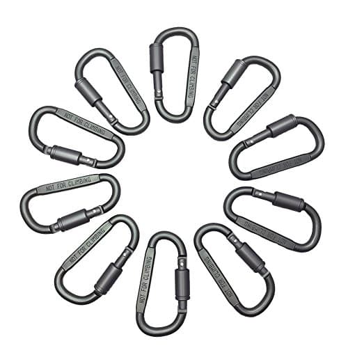 10Pcs 3'' Mussokina Spring Locking Aluminum D-ring Locking Carabiner Keychain, Locking Carabiner Clip Outdoor Camping Equipment -Camping,Lock Buckle,Travel,Riding,Hiking