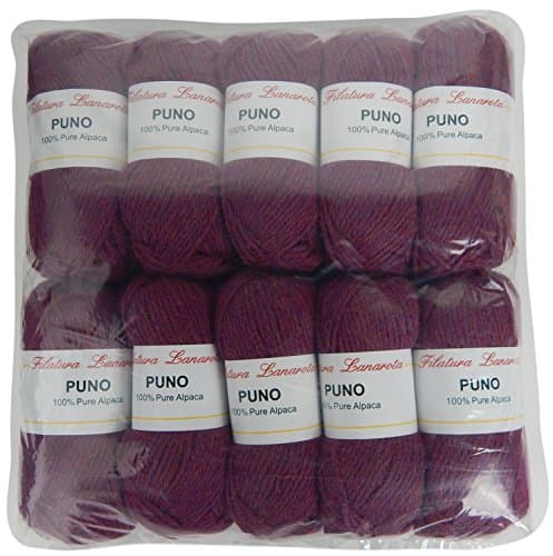 Alpaca Yarn 100 Percent 10-Pack Medium #4 Worsted for Knitting and Crochet from Puno Peru - Over One Pound (Berry Heather)