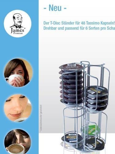 Coffee pod stand for 48 Tassimo Coffee Pods Silver Chrome-Plated