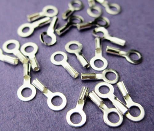 New 3mm x 1mm Loop with 0.4mm Internal Crimp Diameter 925 Sterling Silver Beading Chain End Cap Crimps 6pcs