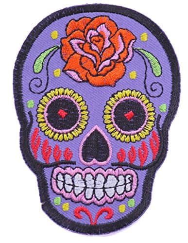 candy skull candy skull patch patches skull purple rose