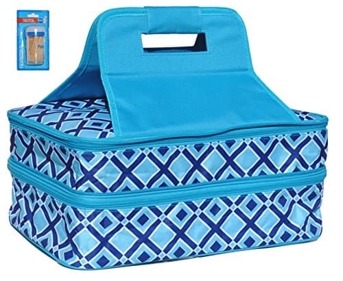 TEAL Double Thermal Expandable Insulated Large Hot Cold Lasagna Pan Casserole Dish Food Carrier for Her Mom Best Friend (StyleA)