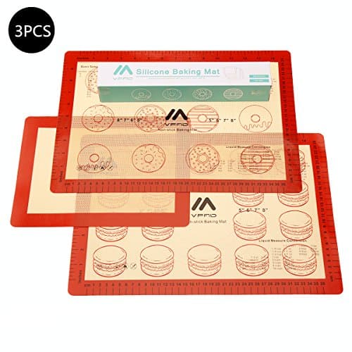 [ VFAD ] Baking Mat Set, FDA Non Stick Silicone Baking Mat With Measurements For Toaster Oven 2 Pcs Half Sheet &amp; 1 Pc Small Toaster Oven Size