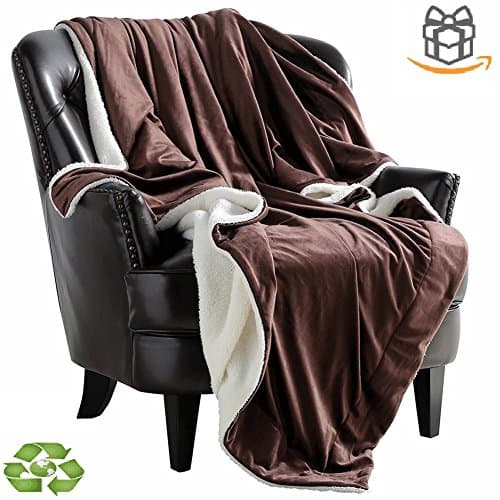 Blanket Throw Fleece Reversible Soft Warm Sherpa Throws For Bed Covers Oversized Plush Comfort Microfiber Velvet Blankets, 60x80 Inch Brown