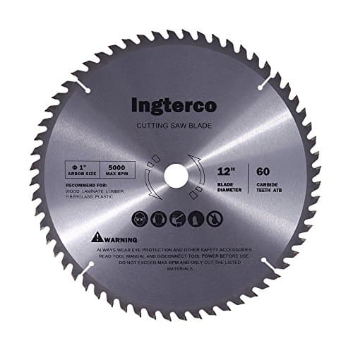 INGTERCO 12-Inch 60-Tooth ATB Thin Kerf General Purpose Woodworking Saw Blade with 1-Inch Arbor