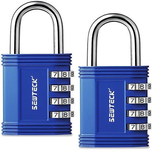 SEWTL Combination Lock Gym Combo locker lock 4 Digit Padlock for School and Sports Toolbox Case Hasp Storage(Blue) 2 Pack