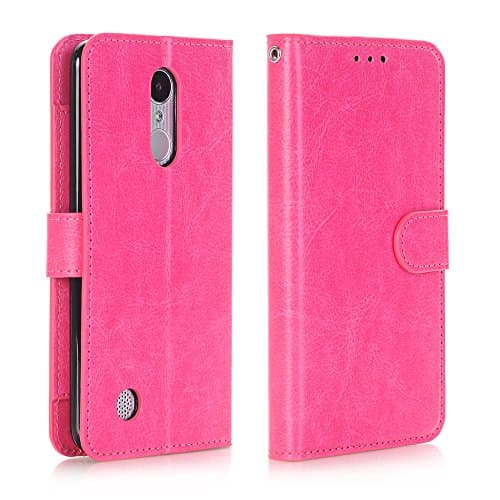 LG K20 Plus Wallet Case, LG K20 Plus Case, Alkax Wallet with Credit Card Slots Holder Stand Phone Case Flip Cover Folio Magnetic Protective Shockproof for LG K20 V /LG Harmony /LG K10 2017 (Hot Pink)