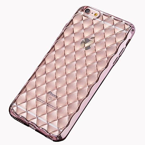 Hesmark - iPhone 6,6s Plus Clear TPU Shining Case (2015/2016)[3D Bump Water Cube]Premium Ultra Slim Lightweight Plating Soft Gel Silicone Bumper Cases for iPhone 6/6s Plus 5.5 Inch - Rose Pink