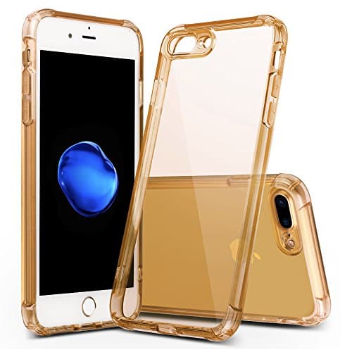 iPhone 7 Plus case,AMACASE Ultra Slim,Dual Layer Reinforced Shock-Proof Bumper,Scratch-Resistant,Clear Soft TPU For iPhone7 Plus 5.5 inch-Gold