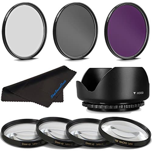 58MM Professional Macro &amp; Lighting Filter Kit for Carl Zeiss Planar T 1,4/50, 58 mm CPL + UV + FLD + 4 Piece Close Up Kit &amp; 58 mm Lens Hood, 58mm Filter Bundle