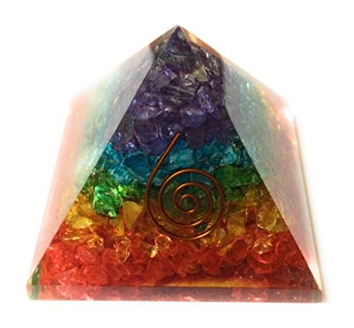 Crystalcaves Multi-Stone Orgone Pyramid Healing Generator Orgonite Reiki Chakra Gemstones for Wealth