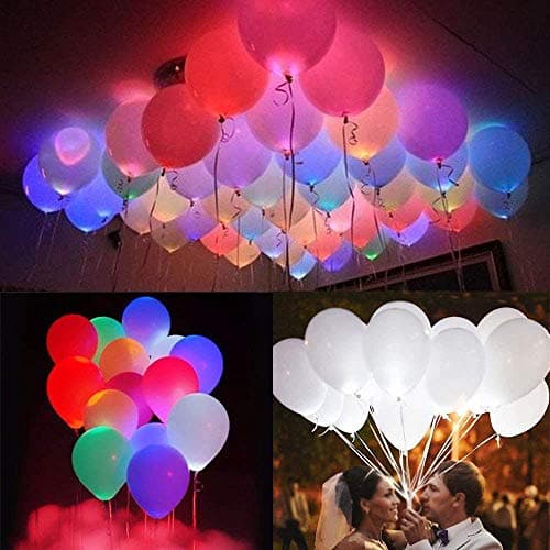 RAYFIN Set of 25 LED Balloons Solid Colours for Birthday Spinster Party Accessories Home Decoration Bachelorette Party Accessories