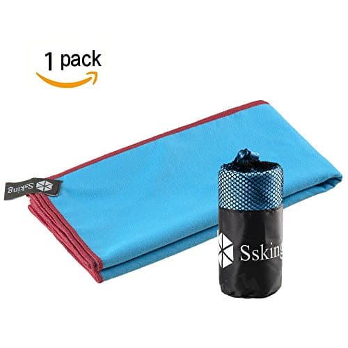 Quick Drying Microfiber Compact Sport Towel. 40"x20" For Exercise, Gym, Sport, Yoga, Travel, Camping, Hiking (2 packs) (Blue)