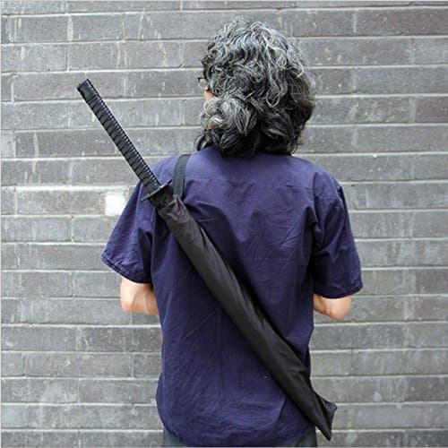 Windproof Ninja-like Japanese Samurai Sword Umbrella Rain Sun Straight Umbrellas for Women or Men 8 Ribs Black