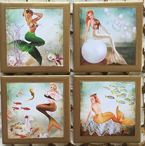 Coasters! Mermaid coasters with gold trim