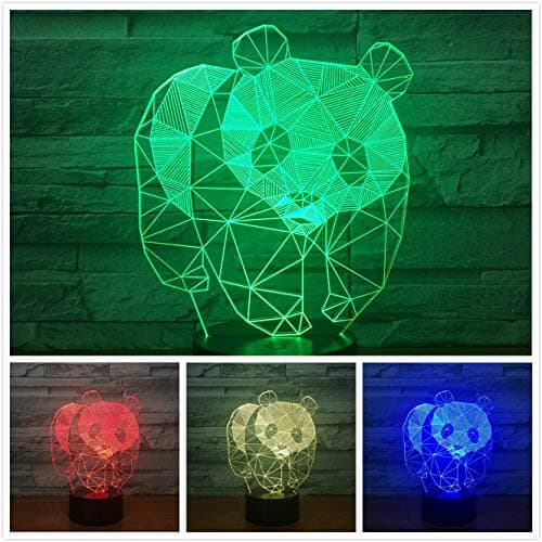 3D Panda Night Light Animal Table Desk Optical Illusion Lamps 7 Color Changing Lights LED Table Lamp Xmas Home Love Birthday Children Kids Decor Toy Gift
