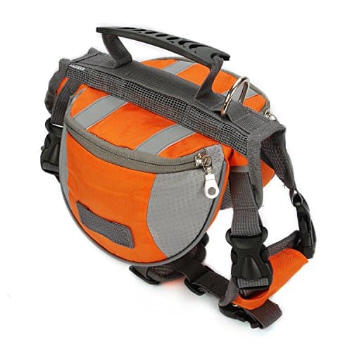 DoggieKit Saddle Bag Dog Backpack Adjustable Pet Carrier Vest with Pockets for Hiking, Training, Jogging, Camping &amp; Traveling | Heavy Duty &amp; Comfortable (Large, Orange)