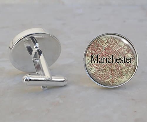 Manchester England 1851 Map Sterling Silver Cufflinks