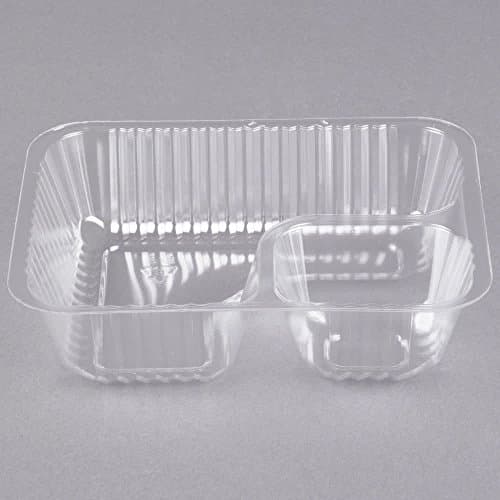 Carnival King Clear 2 Compartment Plastic Nacho Tray, 125 -Pack, Small