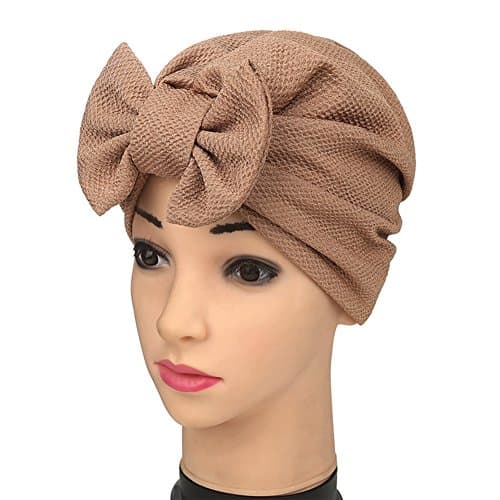 Facebecd Bowknot Ruffle Shower Chemo Hat Makeup Scarf Turban Head Wrap Cap