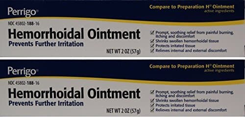 Hemorrhoidal Pain Relief Ointment Generic for Preparation H for Fast Relieves of Internal and External Hemorrhoid Symptoms 2 oz. Per Tube Pack of 2 Total 4 oz. by PERRIGO PHARMACEUTICALS