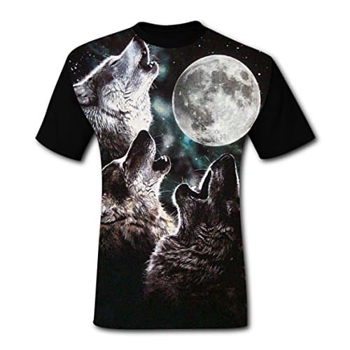 Men's Customized Three-Wolf-Moon Short Sleeve Tshirts Tee For Men Black XL