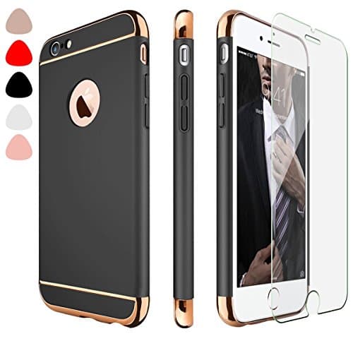 iphone 6 Case ,sxxissky 3-in-1 Ultra Thin [SUPER FEEL] Electroplate Metal Texture Bumper Slim Fit Plastic Hard Back Premium Case Cover &amp; Skin for Apple iPhone 6/ iPhone 6s 4.7 '' (Black)