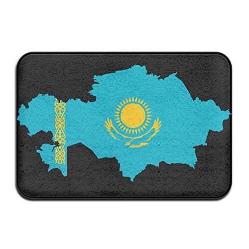 EWD8EQ Kazakhstan Flag Map Non-slip Outside/Inside Door Mat Rug For Health And Wellness Kitchen Hallway Bath Office Entrance Rug 23.6"x 15.7"
