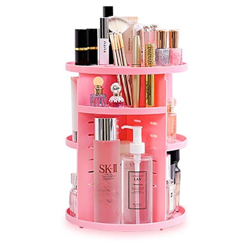 Startostar 360 Rotating Makeup Organizer DIY Detachable Spinning Cosmetic Storage Display Case Large Capacity Makeup Caddy Shelf Great for Countertop