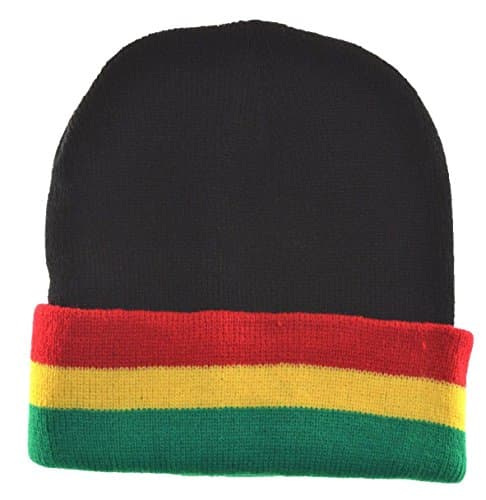 MS Rasta Cuffed Beanie Black Red Yellow Green