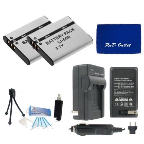 Two LI-50B Lithium Ion Replacement Batteries w/Charger for Olympus Stylus Tough 6000, Tough 6010, Tough 6020, Tough 8000, Tough TG-610, Tough TG-810, Stylus 1010, 1020, 1030 SW, 8010, 9000, 9010, SP-800 UZ, SP-810 UZ Digital Cameras