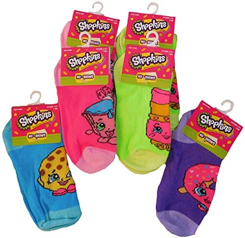 Shopkins Character No Show Socks 6 Pair Multi Pack Size 6-8.5