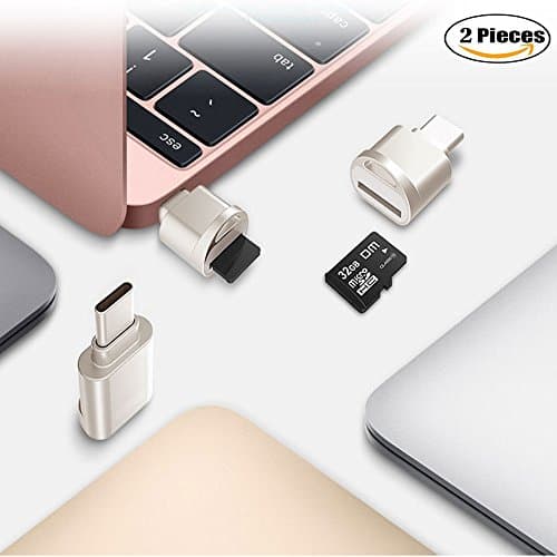 YOMAIS Micro SD Card Reader with Type C USB Lightning Connector Micro USB HUB Adapter, TF Flash Memory Card Readers For iPhone, iPad, Mac, PC (Type C Card Reader (2 in 1 Pack Light Gold))