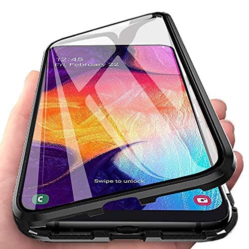 Case for Huawei Mate 10 Pro Phone Case Magnetic Adsorption Metal Aluminum Frame 360 Degrees Transparent 9H Tempered Glass Front Back Ultra-thin Anti Scratching Full Body Protective Cover, Black
