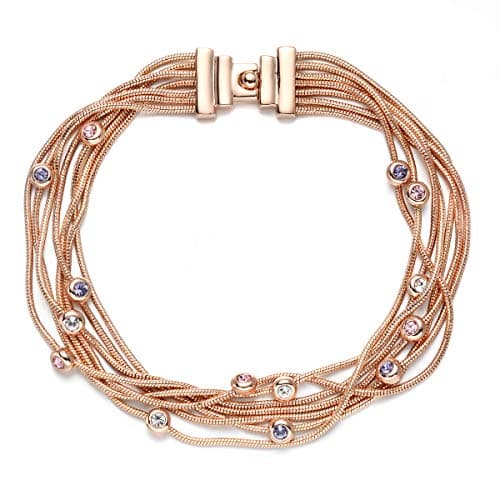 AFAFKAKA Multilayer Snake Chain Wrap Bead Bracelet Boho Crystal Bracelet- Magnetic Clasp