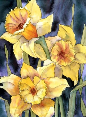 Mcgowan'S Tuftop Small Tempered Glass Board, Daffodils Design, 8-3/4-Inch by 11-Inch