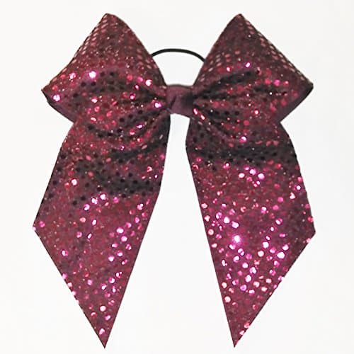 Extra Large Soft Touch Sequin Hair Bow, Many colors, Long Tails, White Hair Band, Made in the USA (Maroon)