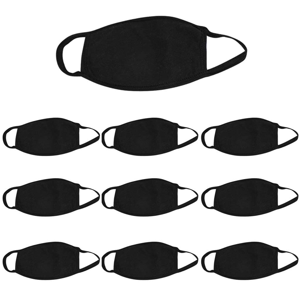 Cuawan 10Pcs 3 Layer Cotton Mouth Mask Washable Reusable Dustproof Earloop Mouth-Muffle Mouth Mask