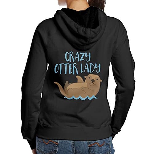 Crazy Otter Lady Women's Long Sleeve Hoodie Sweatshirt Pullover