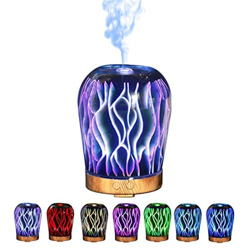 yubinyu 3D Gradient Mesh Pattern Diffuser Essential Oil Ultrasonic Cool Mist Humidifier Starburst LED Lights