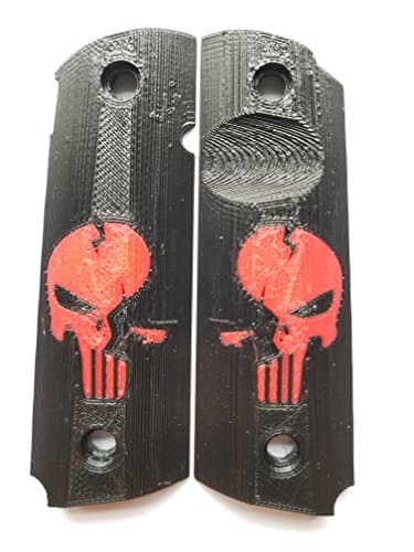 Worn Punisher 1911 Grips in Red on Black