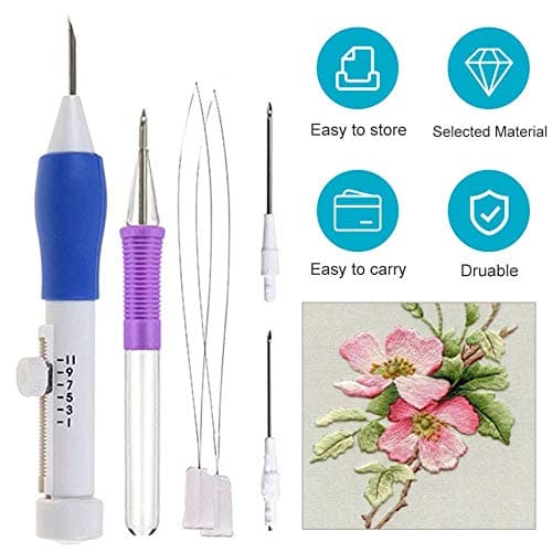Orihat Magic Embroidery Pen Punch Needles Set DIY Sewing Tools with Storage Box