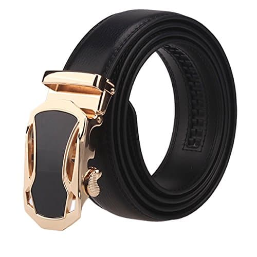 Mens Automatic Buckle Ratchet Genuine Leather Belt